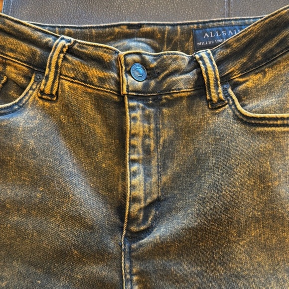 NWT AllSaints Miller Mid rise Skinny Orange Acid Washed Jeans Size Medium - Picture 12 of 12